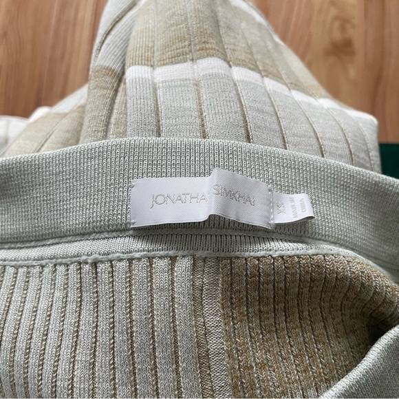 JONATHAN SIMKHAI Neutral Beige Tide Stripe Louise Striped Space Dye Midi Skirt - Picture 9 of 11